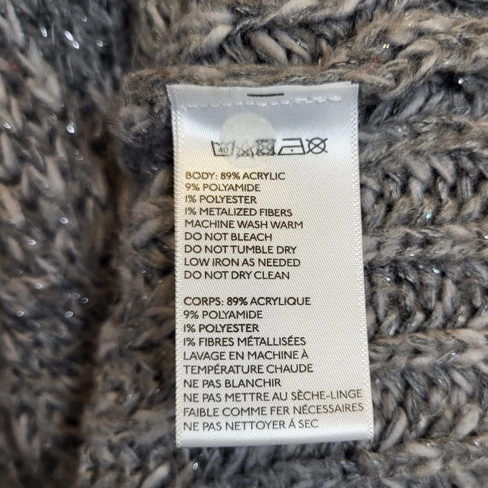 Kimchi Blue Metallic Gray Silver Open Front Long Sweater, Size Medium, GUC - Picture 8 of 9